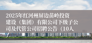 2025年红河州屏边苗岭投资建设（集团）有限公司下级子公司及代管公司招聘公告（10人）