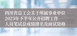 四川省总工会关于所属事业单位2025年下半年公开招聘工作人员笔试总成绩排名及面试资格审查的公告