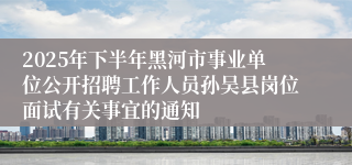 2025年下半年黑河市事业单位公开招聘工作人员孙吴县岗位面试有关事宜的通知