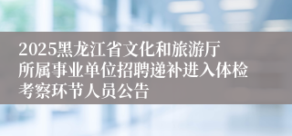 2025黑龙江省文化和旅游厅所属事业单位招聘递补进入体检考察环节人员公告