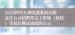 2025四川九洲电器集团有限责任公司招聘算法工程师（校招）等岗位测试成绩的公示