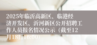 2025年临沂高新区、临港经济开发区、沂河新区公开招聘工作人员报名情况公示（截至12月18日16:00）