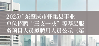 2025广东肇庆市怀集县事业单位招聘“三支一扶”等基层服务项目人员拟聘用人员公示（第二批）