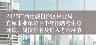 2025广西壮族自治区林业局直属事业单位下半年招聘考生总成绩、岗位排名及进入考察环节人选公告