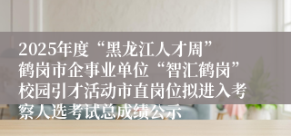 2025年度“黑龙江人才周”鹤岗市企事业单位“智汇鹤岗”校园引才活动市直岗位拟进入考察人选考试总成绩公示