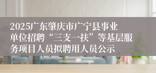 2025广东肇庆市广宁县事业单位招聘“三支一扶”等基层服务项目人员拟聘用人员公示