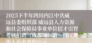 2025下半年四川内江中共威远县委组织部 威远县人力资源和社会保障局事业单位招才引智考核招聘（成都场）第一批拟聘用人员名单的公示