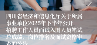 四川省经济和信息化厅关于所属事业单位2025年下半年公开招聘工作人员面试入围人员笔试总成绩、岗位排名及面试资格审查的公告