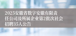 2025安徽省数字安徽有限责任公司及所属企业第2批次社会招聘35人公告
