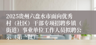 2025贵州六盘水市面向优秀村（社区）干部专项招聘乡镇（街道）事业单位工作人员拟聘公示（第一批）