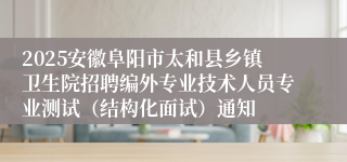 2025安徽阜阳市太和县乡镇卫生院招聘编外专业技术人员专业测试（结构化面试）通知