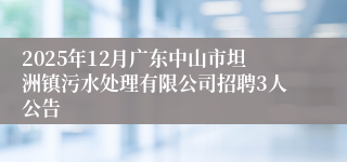 2025年12月广东中山市坦洲镇污水处理有限公司招聘3人公告