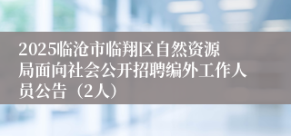 2025临沧市临翔区自然资源局面向社会公开招聘编外工作人员公告（2人）