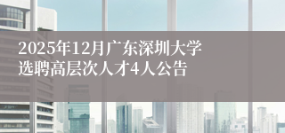 2025年12月广东深圳大学选聘高层次人才4人公告