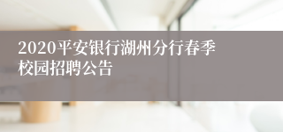 2020平安银行湖州分行春季校园招聘公告