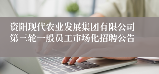 资阳现代农业发展集团有限公司第三轮一般员工市场化招聘公告