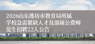 2026山东潍坊市教育局所属学校急需紧缺人才及部属公费师范生招聘22人公告
