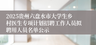 2025贵州六盘水市大学生乡村医生专项计划招聘工作人员拟聘用人员名单公示