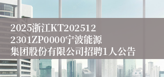 2025浙江KT2025122301ZP0000宁波能源集团股份有限公司招聘1人公告