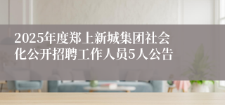 2025年度郑上新城集团社会化公开招聘工作人员5人公告