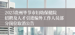 2025贵州毕节市妇幼保健院招聘及人才引进编外工作人员部分岗位取消公告