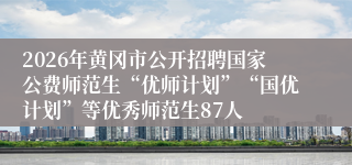 2026年黄冈市公开招聘国家公费师范生“优师计划”“国优计划”等优秀师范生87人