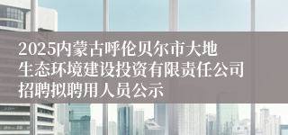 2025内蒙古呼伦贝尔市大地生态环境建设投资有限责任公司招聘拟聘用人员公示