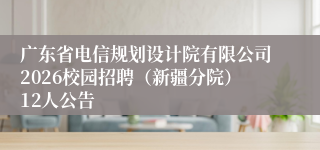 广东省电信规划设计院有限公司2026校园招聘（新疆分院）12人公告