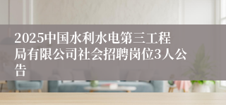 2025中国水利水电第三工程局有限公司社会招聘岗位3人公告