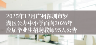 2025年12月广州深圳市罗湖区公办中小学面向2026年应届毕业生招聘教师95人公告