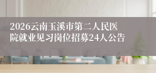 2026云南玉溪市第二人民医院就业见习岗位招募24人公告