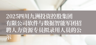 2025四川九洲投资控股集团有限公司软件与数据智能军团招聘人力资源专员拟录用人员的公示
