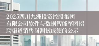 2025四川九洲投资控股集团有限公司软件与数据智能军团招聘渠道销售岗测试成绩的公示