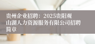 贵州企业招聘：2025贵阳观山湖人力资源服务有限公司招聘简章