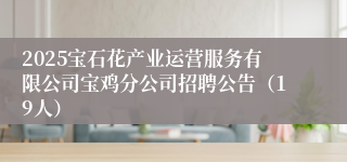 2025宝石花产业运营服务有限公司宝鸡分公司招聘公告（19人）
