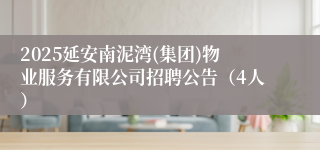 2025延安南泥湾(集团)物业服务有限公司招聘公告（4人）