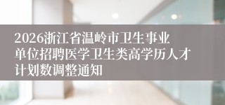 2026浙江省温岭市卫生事业单位招聘医学卫生类高学历人才计划数调整通知