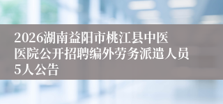 2026湖南益阳市桃江县中医医院公开招聘编外劳务派遣人员5人公告