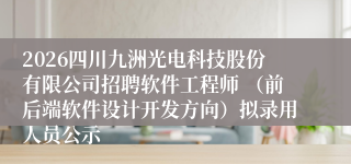 2026四川九洲光电科技股份有限公司招聘软件工程师 (前后端软件设计开发方向)拟录用人员公示
