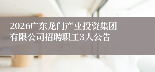 2026广东龙门产业投资集团有限公司招聘职工3人公告