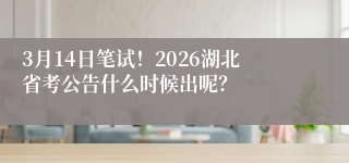 3月14日笔试！2026湖北省考公告什么时候出呢？