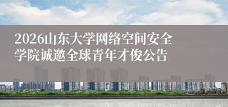 2026山东大学网络空间安全学院诚邀全球青年才俊公告