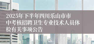 2025年下半年四川乐山市市中考核招聘卫生专业技术人员体检有关事项公告