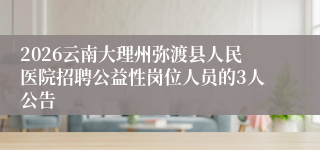 2026云南大理州弥渡县人民医院招聘公益性岗位人员的3人公告