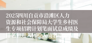 2025四川自贡市沿滩区人力资源和社会保障局大学生乡村医生专项招聘计划笔面试总成绩及排名和进入体检人员名单公告