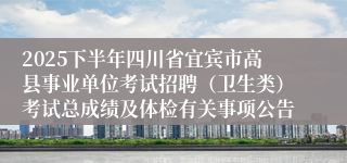 2025下半年四川省宜宾市高县事业单位考试招聘（卫生类）考试总成绩及体检有关事项公告