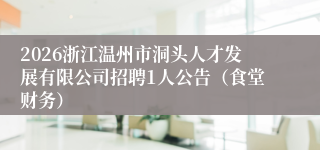 2026浙江温州市洞头人才发展有限公司招聘1人公告（食堂财务）