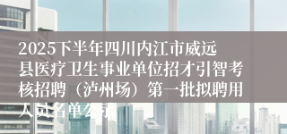 2025下半年四川内江市威远县医疗卫生事业单位招才引智考核招聘（泸州场）第一批拟聘用人员名单公示