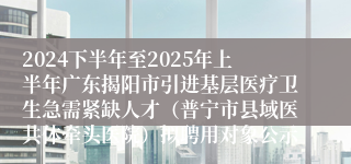 2024下半年至2025年上半年广东揭阳市引进基层医疗卫生急需紧缺人才（普宁市县域医共体牵头医院）拟聘用对象公示