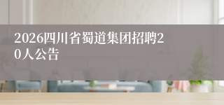 2026四川省蜀道集团招聘20人公告